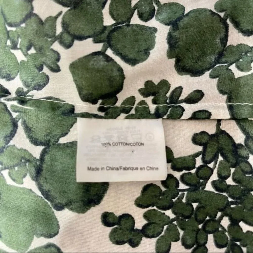 Tory Burch Issy Vine Leaf Print Button Down Shirt Utility Roll Tab 2 XS